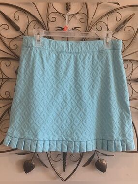 J. McLaughlin Light Blue Textured A-Line Skort with Pleated Hem